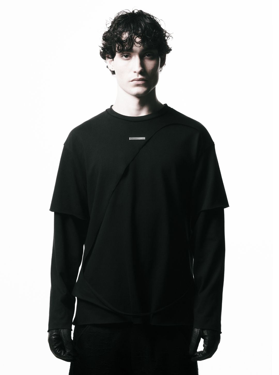 Unfinished Asymmetrical Long Sleeve T-Shirt